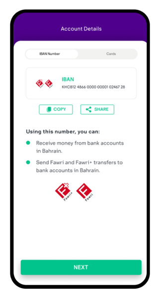 Transfer locally to any bank in Bahrain- Fawri/Fawri+